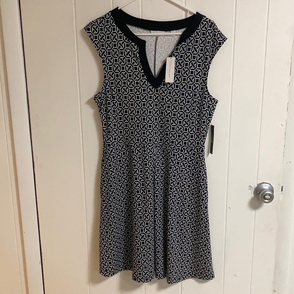 NY&Co Black Patterned A Line Mini Dress